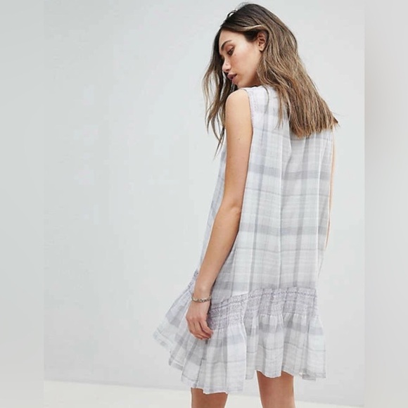 Free People 100% Cotton Run with Me Plaid Mini Dress Size S - Picture 2 of 8